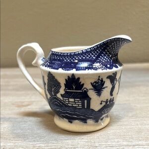 Vintage Blue Willow Creamer Made In Japan Kissing Birds Pattern